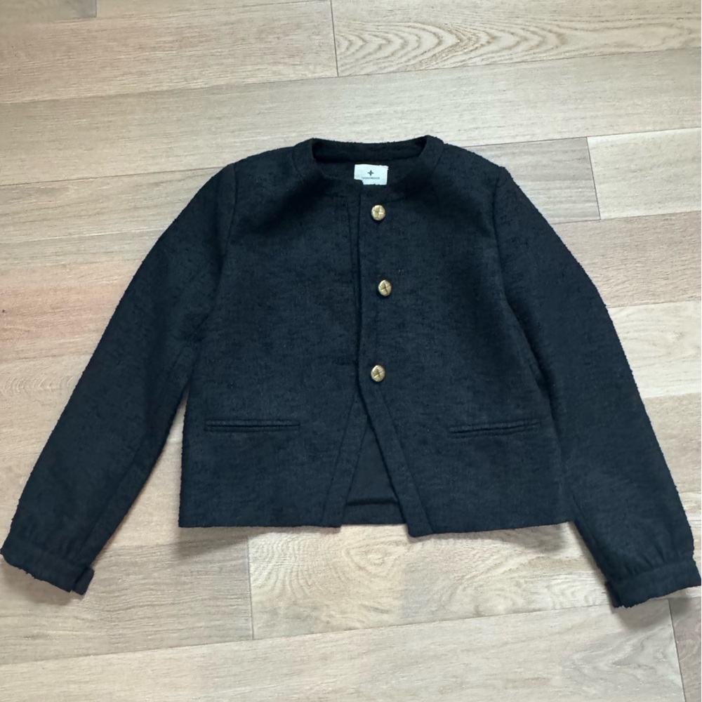 Tuckernuck Black Tweed Sommers Blazer with Gold Buttons